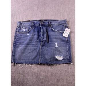 J Brand Bonny Mid Mini Women 28 Button Fly Distressed Raw Hem Mini Blue Pockets